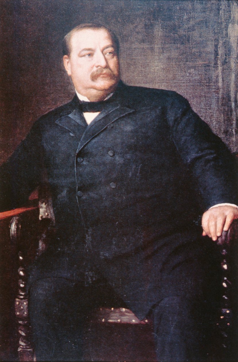 Grover Cleveland (1837-1908) (litho-farve) af Eastman (after) Johnson