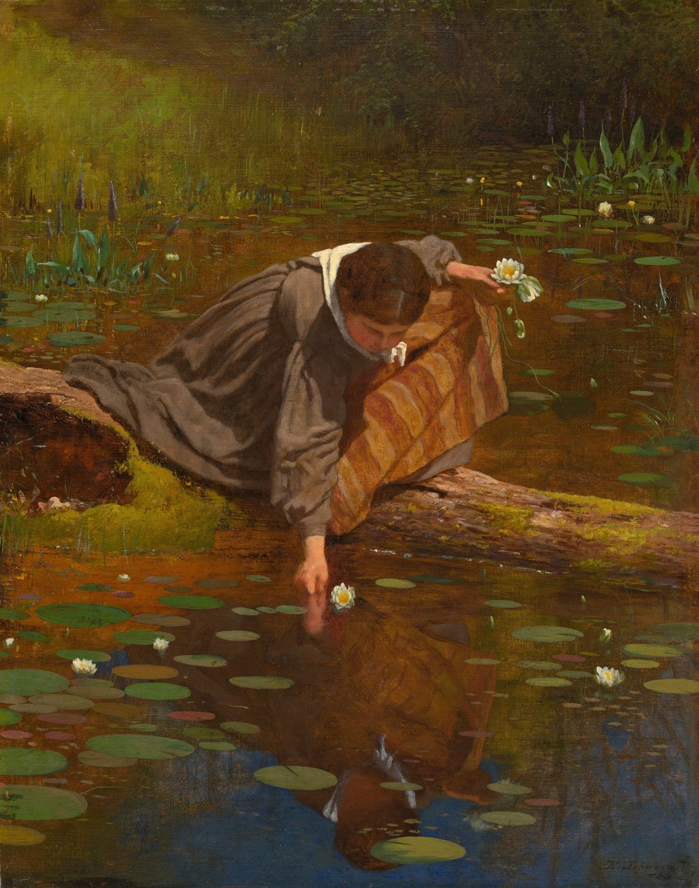 Indsamling af liljer, 1865. af Eastman Johnson