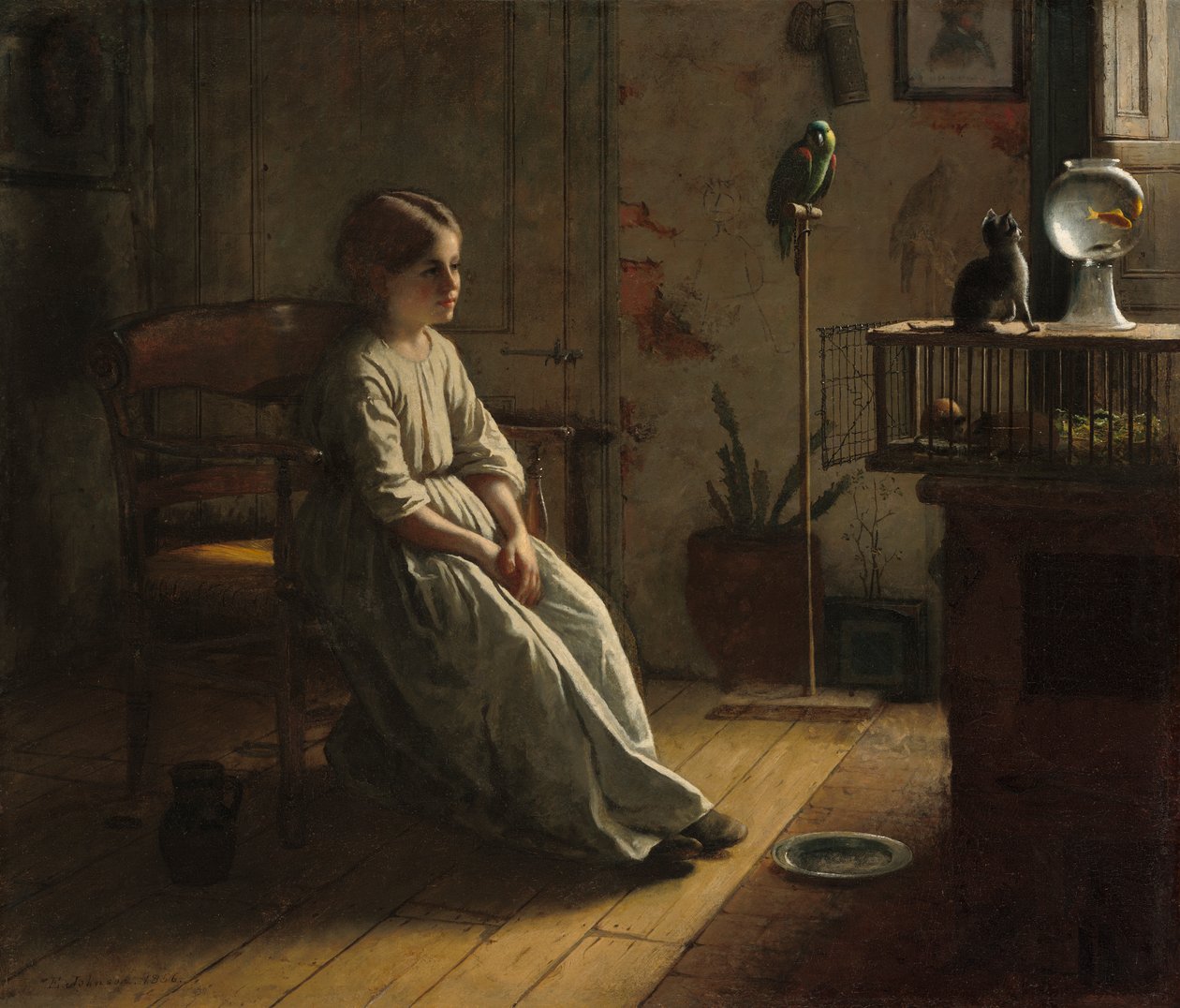 Kæledyrene, 1856 af Eastman Johnson