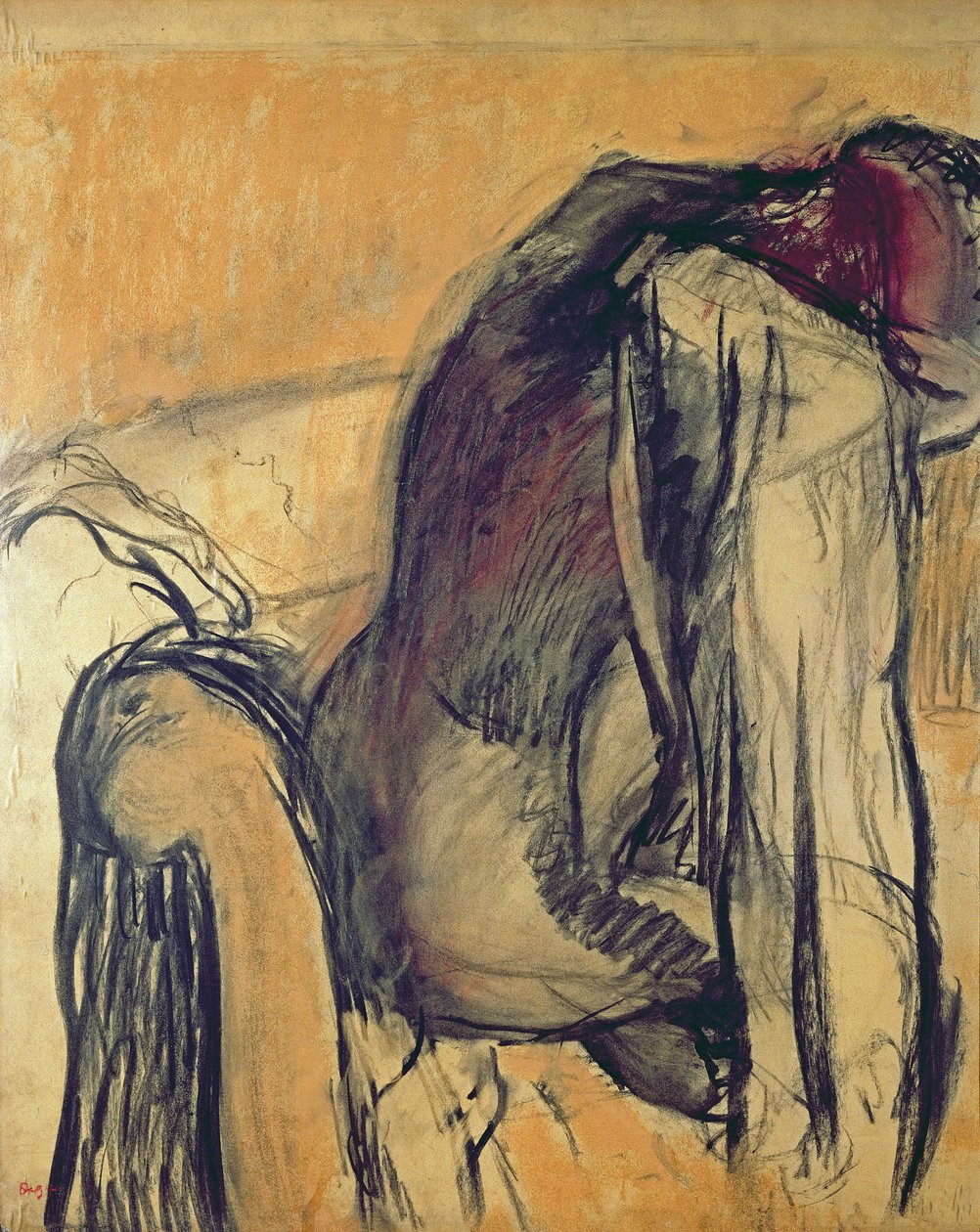 Efter badet, 1905-7, (gouache) af Edgar Degas