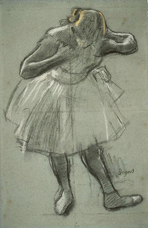 Danser bøjer sig fremad af Edgar Degas