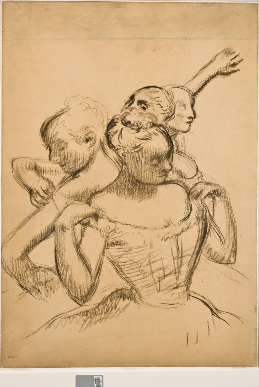Gruppe af fire dansere, ca. 1902 (kul på manila-tonet papir) af Edgar Degas