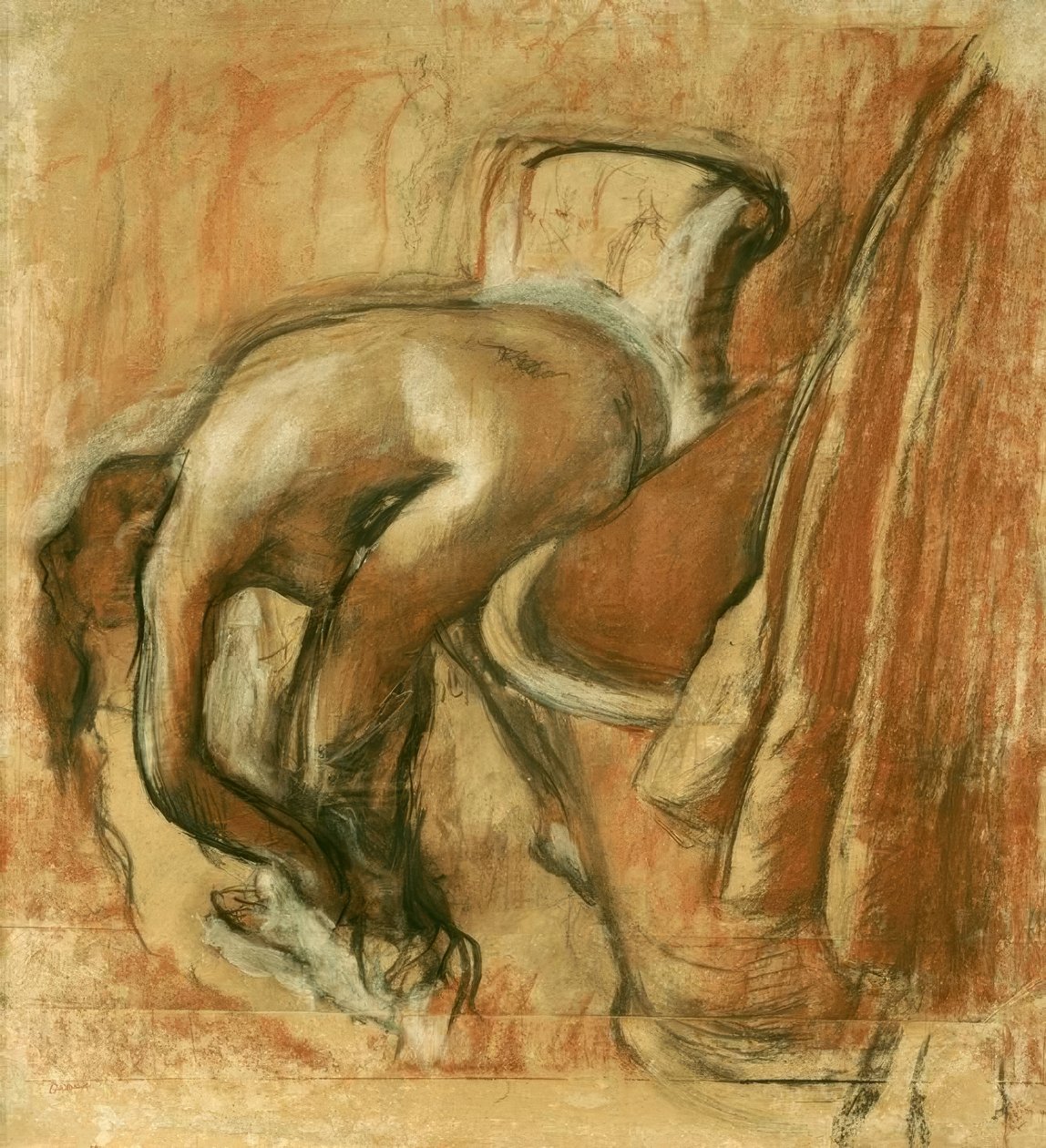 Efter badet; kvinde tørrer sig selv af Edgar Degas