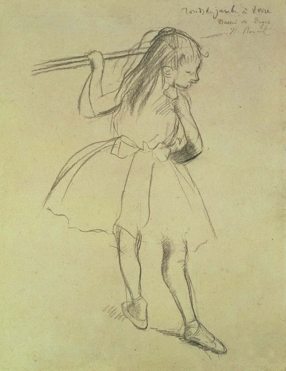 PD.32-1978 Girl Dancer at the Barre, ca. 1878 (sort kridt) af Edgar Degas