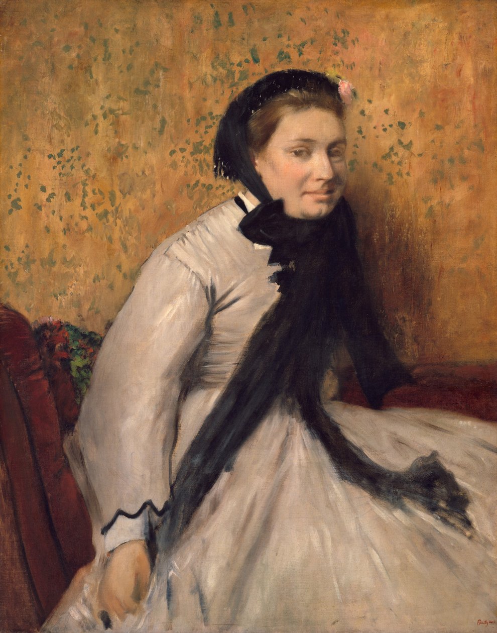 Portræt af en kvinde i gråt af Edgar Degas