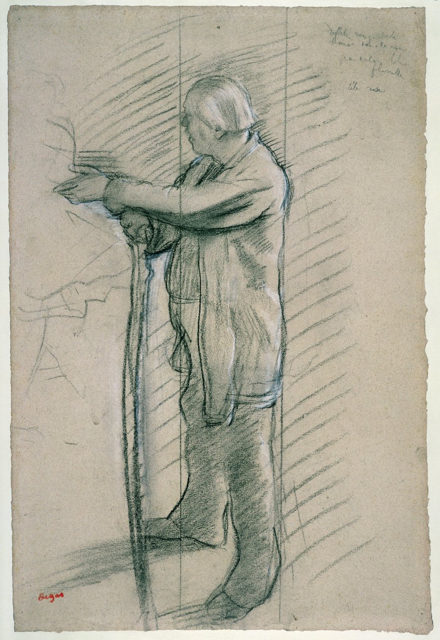 Portræt af danseren Jules Perrot, 1875 (sort kridt, Conte crayon og kul på papir) af Edgar Degas