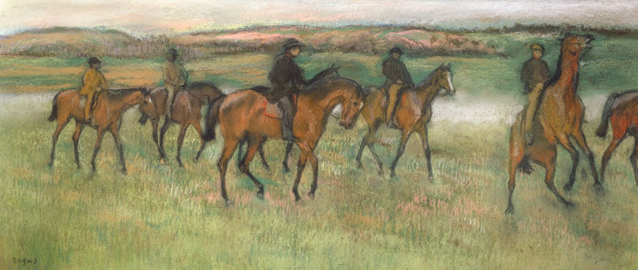 Væddeløbsheste (pastel) af Edgar Degas