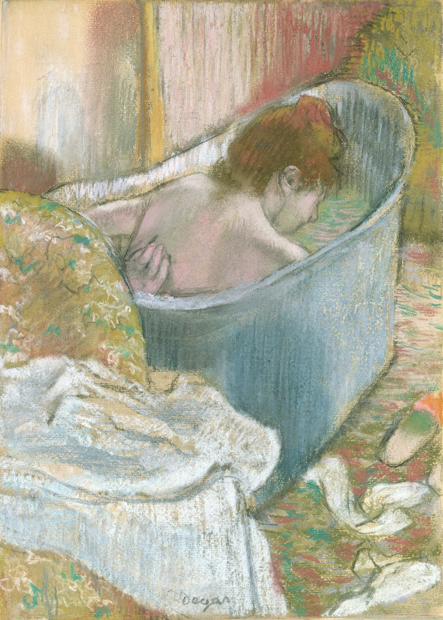 Badet (pastel) af Edgar Degas