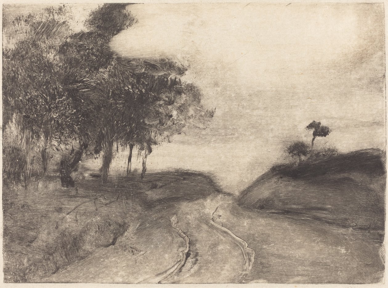 The Road (La route), ca. 1878-1880 (monotype (sort blæk) på kinapapir) af Edgar Degas