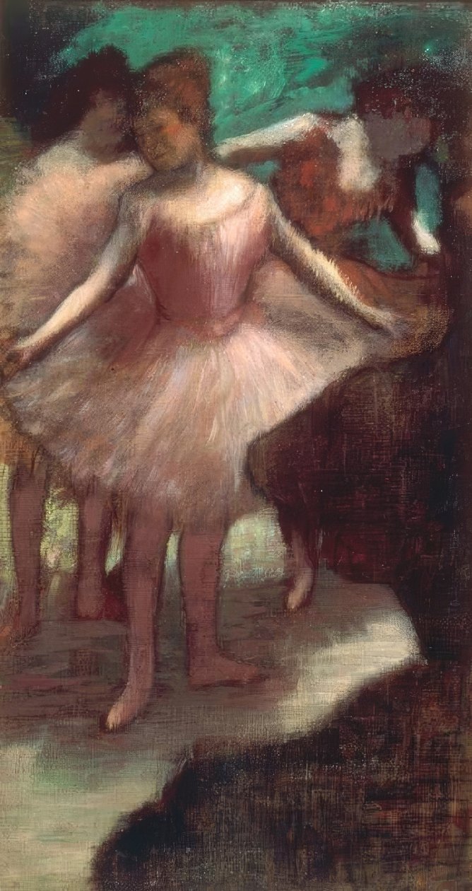 Tre dansere i pink af Edgar Degas