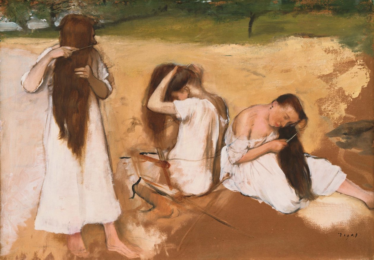 Kvinder, der kæmper deres hår af Edgar Degas