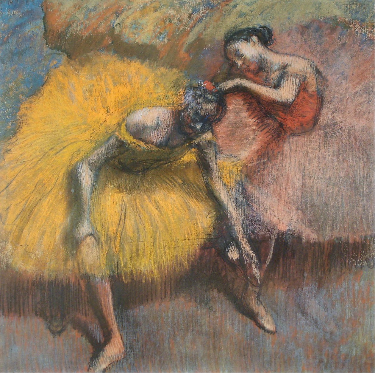 To gule og lyserøde dansere af Edgar Degas