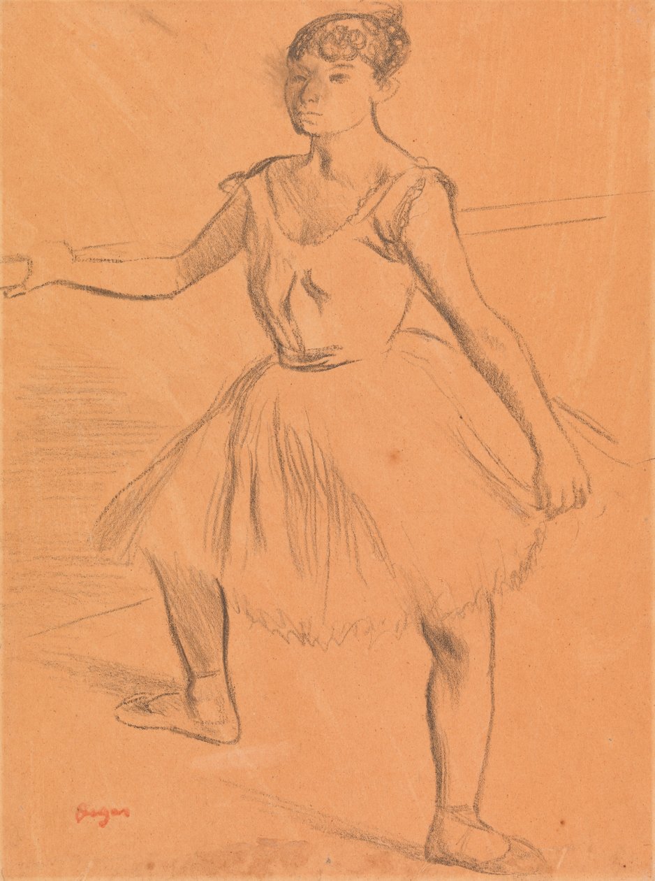 Ballerina står ved baren af Edgar Degas