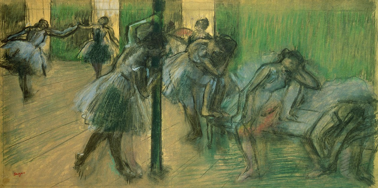 Dansere øver (pastel) af Edgar Degas