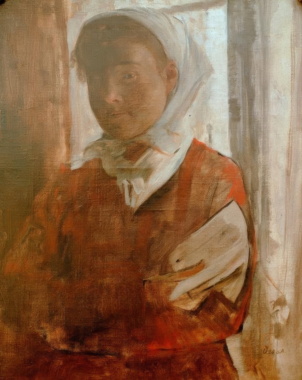 Ung kvinde med hvidt tørklæde af Edgar Degas