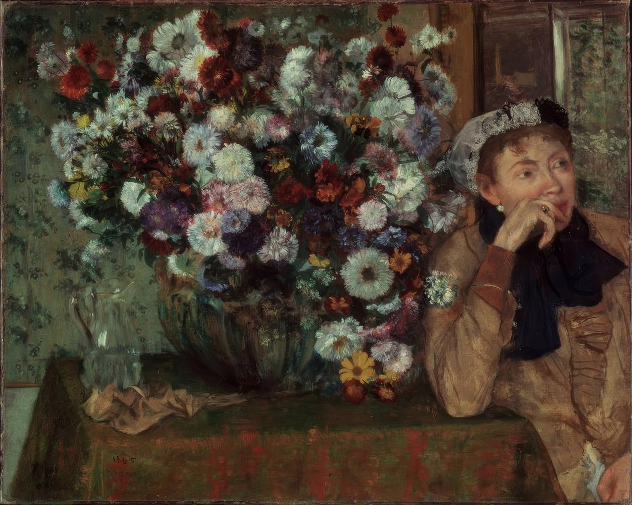 Kvinden med krysantemum af Edgar Degas