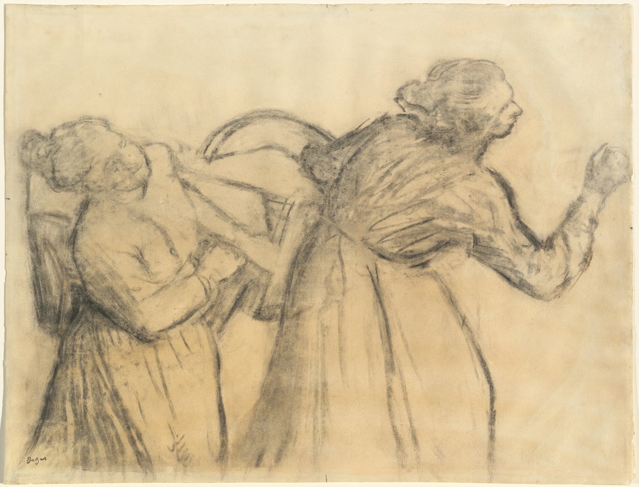 Vasketøjs bærende linned af Edgar Degas