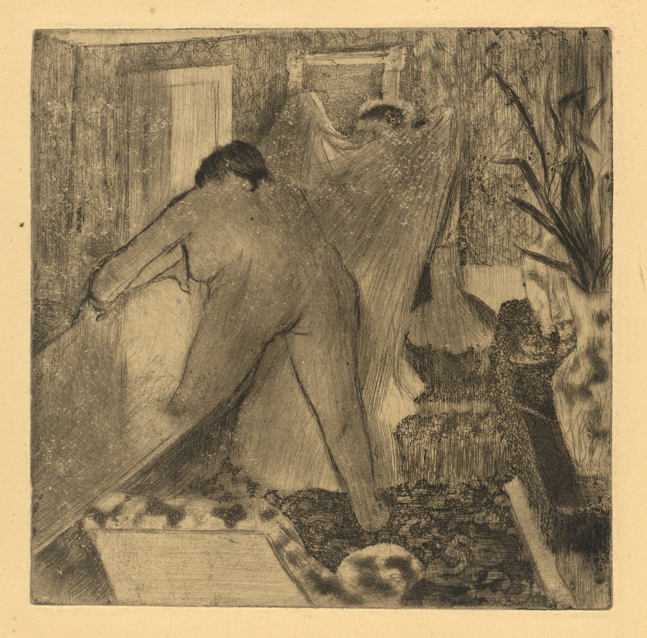 Forlader badet af Edgar Degas
