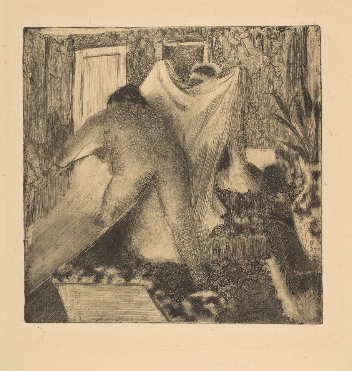 Forlader badet, 1879-80. af Edgar Degas