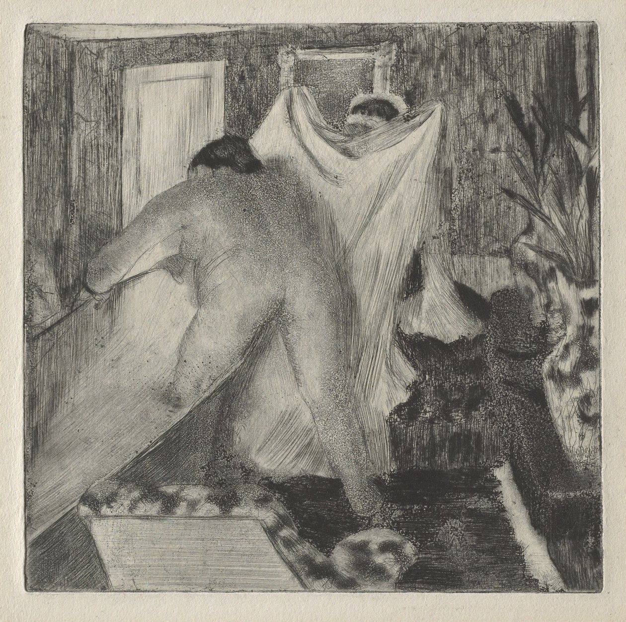 Forlader badet, ca. 1878-80 af Edgar Degas