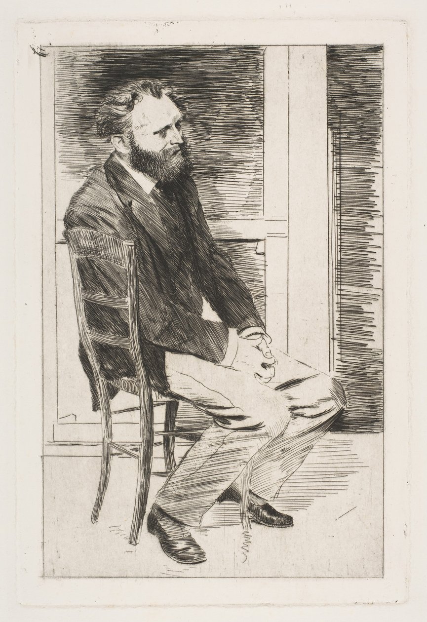 Manet siddende, drejet til højre, 1864-65. af Edgar Degas