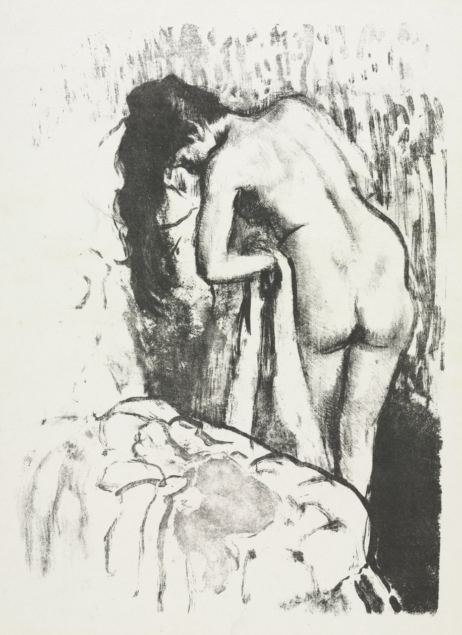 Nøgen kvinde står og tørrer sig af Edgar Degas