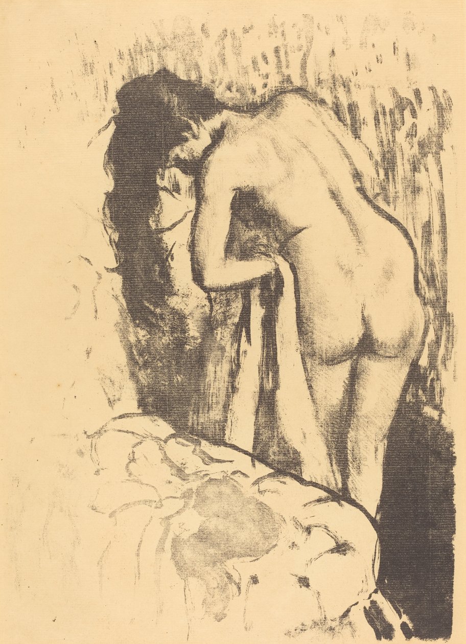 Nøgen kvinde står og tørrer sig af Edgar Degas