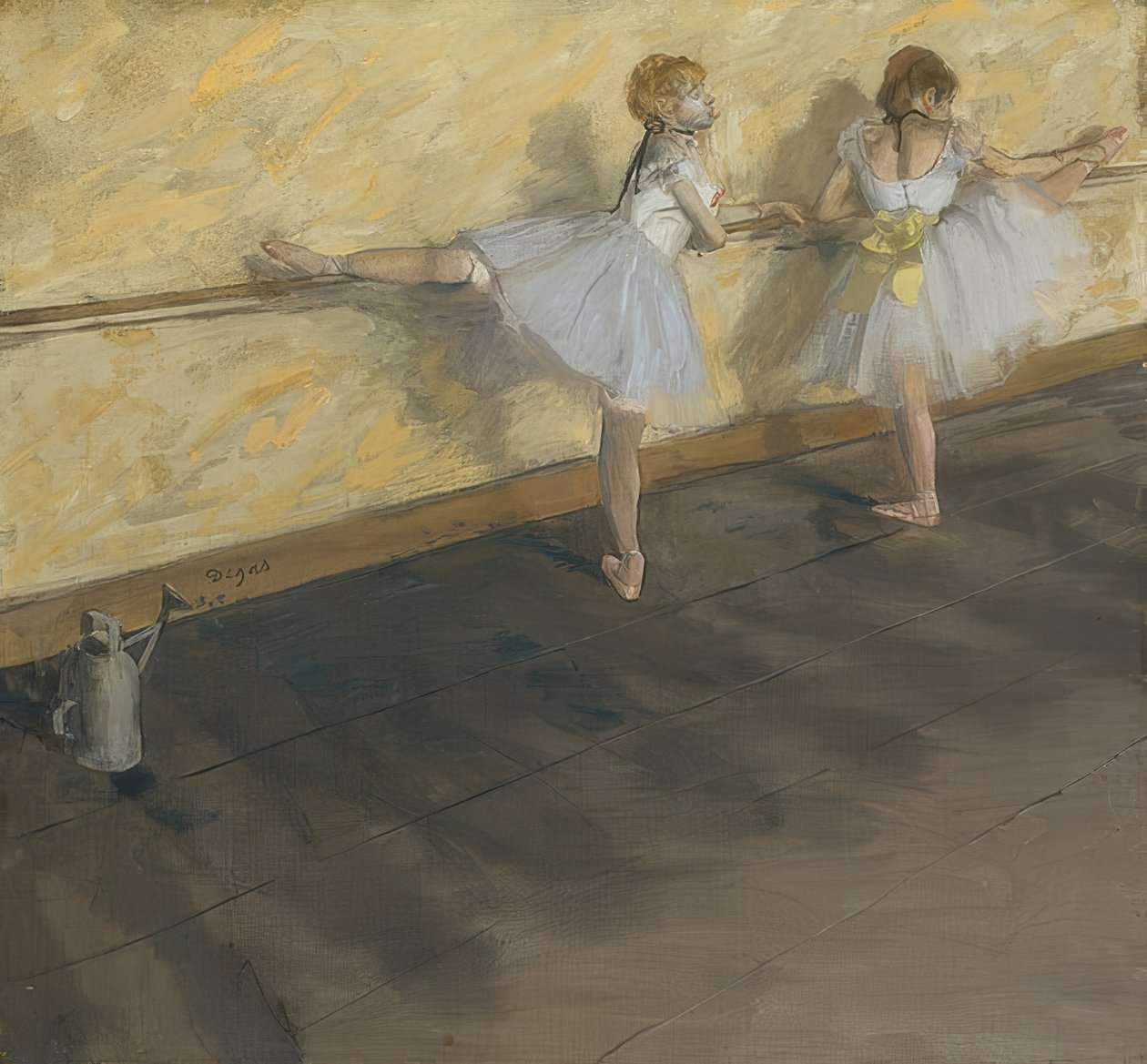 Dansere øver sig på stangen. 1877 af Edgar Degas