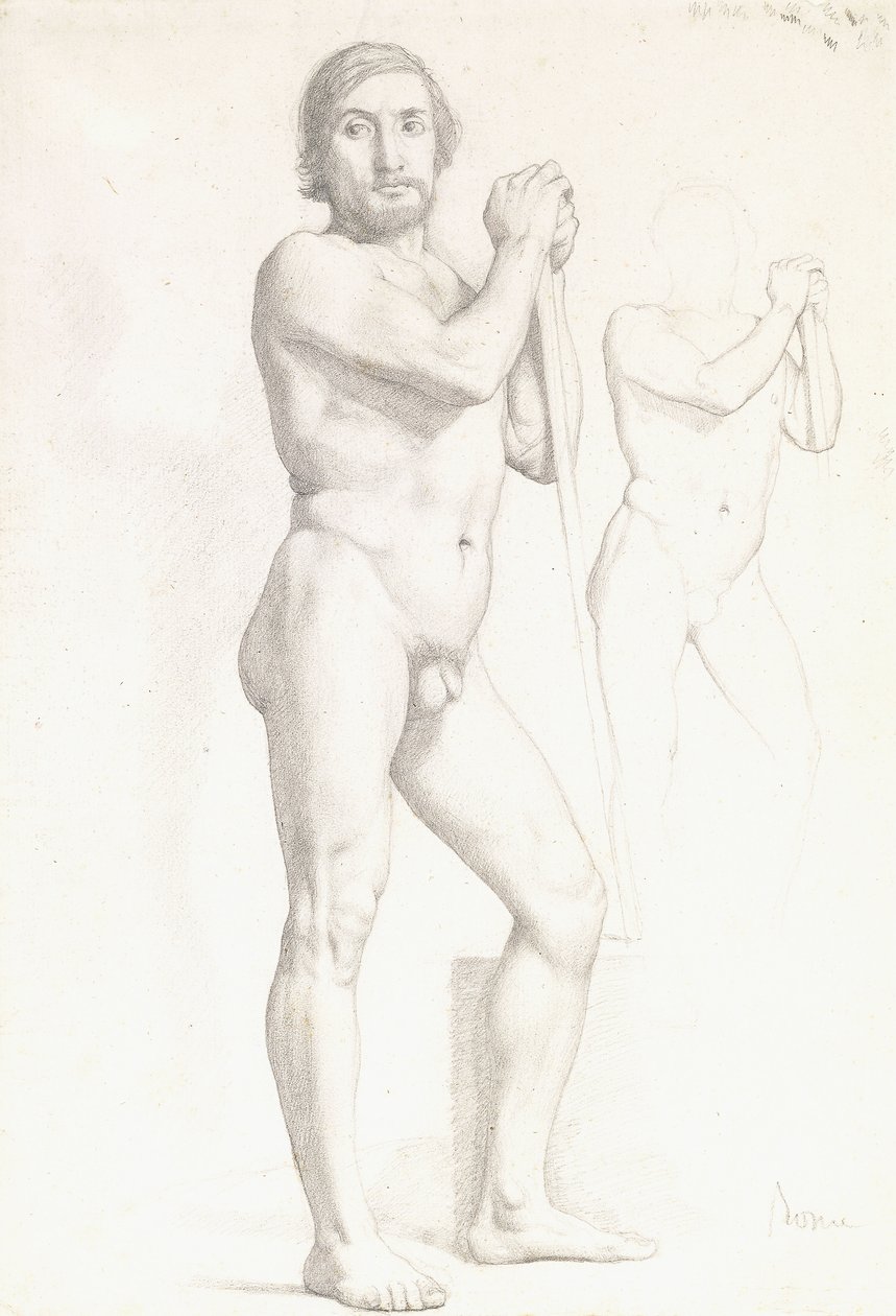 To akademiske studier af en mand, c.1856 af Edgar Degas