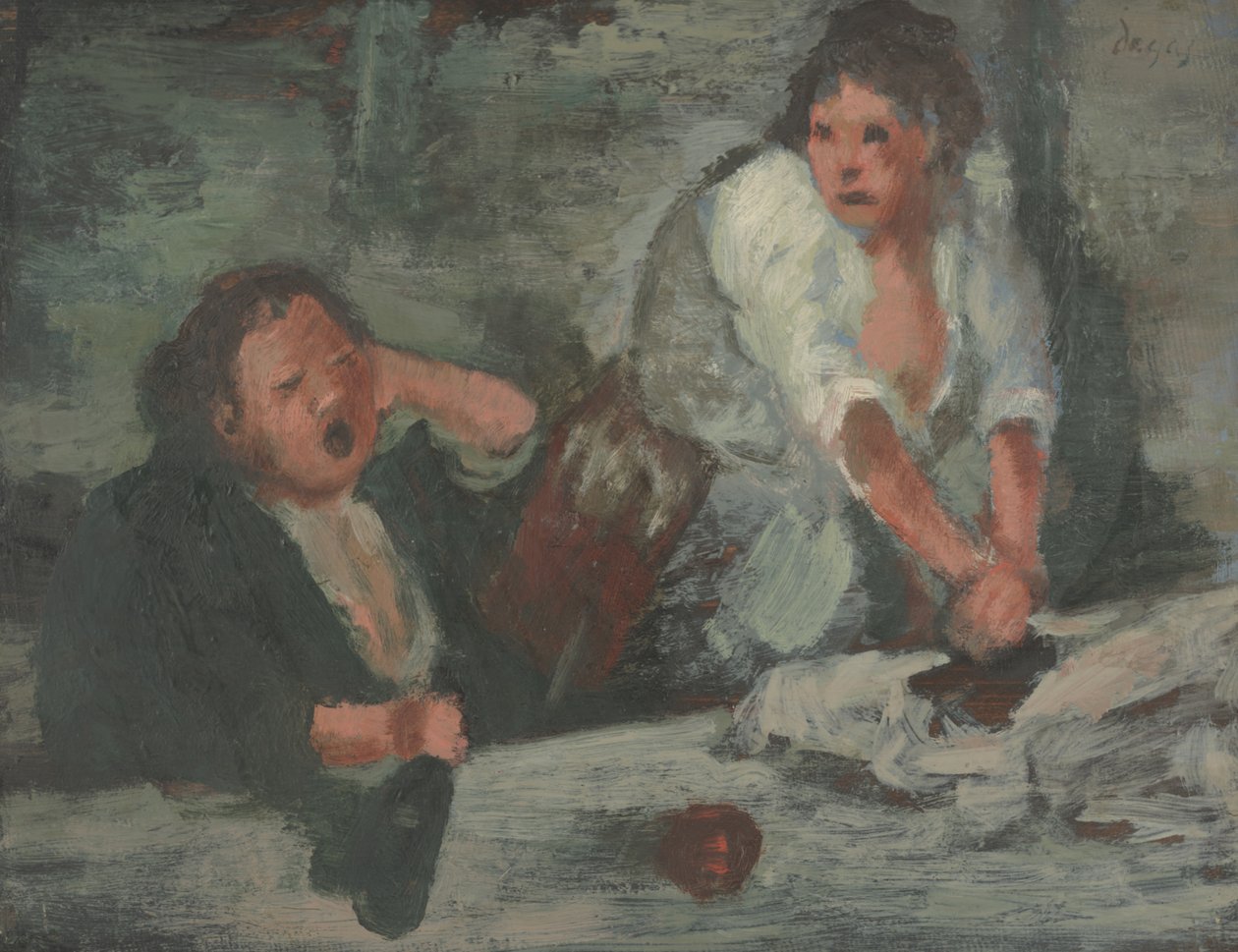 Vask kvinder (olie på panel) af Edgar Degas