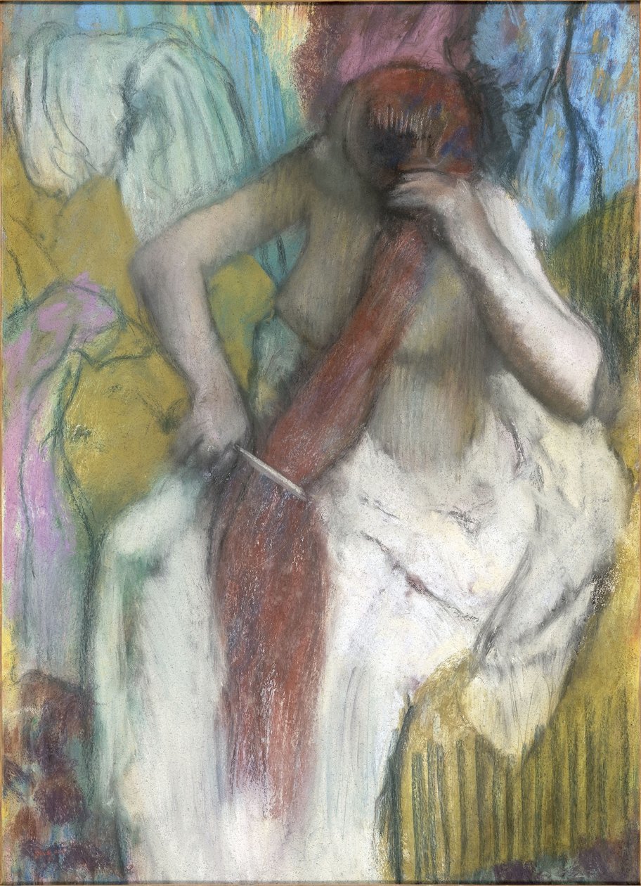 Kvinde, der reder sit hår af Edgar Degas