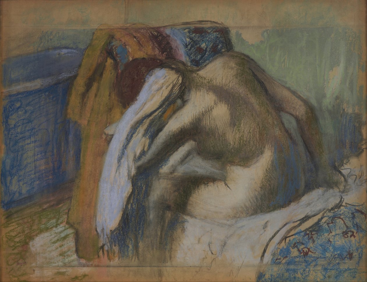 Kvinde tørrer sit hår efter badet af Edgar Degas