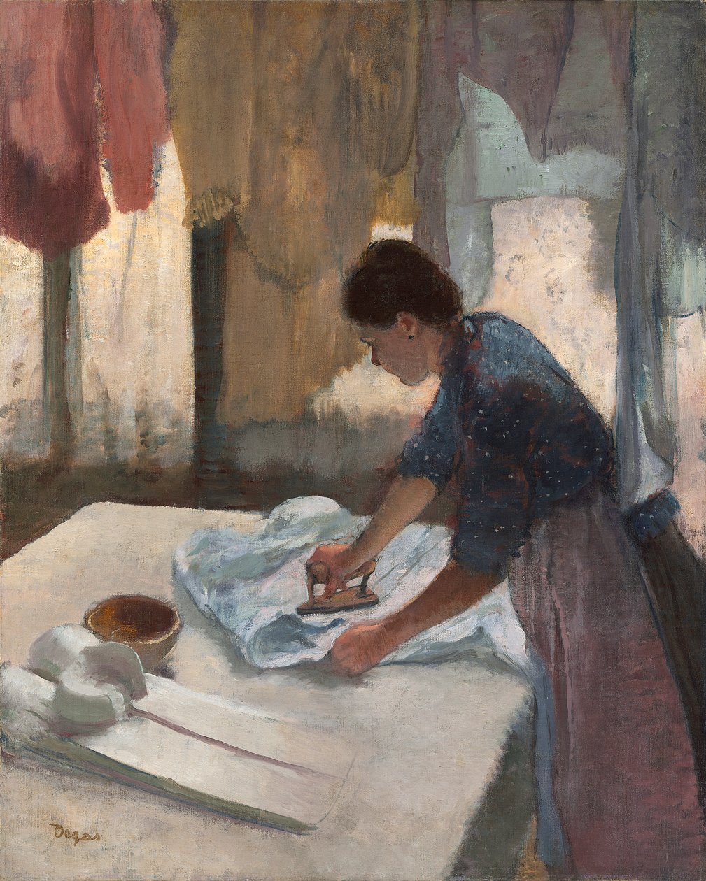 Kvindestrygning, ca. 1876-87 (olie på lærred) af Edgar Degas