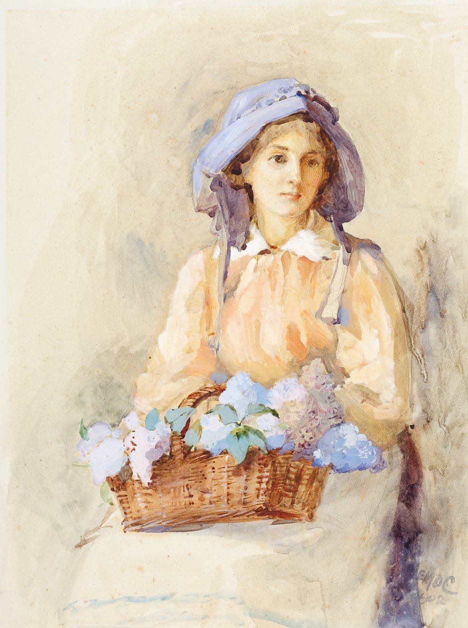 The Lilac Sunbonnet, 1902 (wc på papir) af Edith Mary Dorothy Collingwood