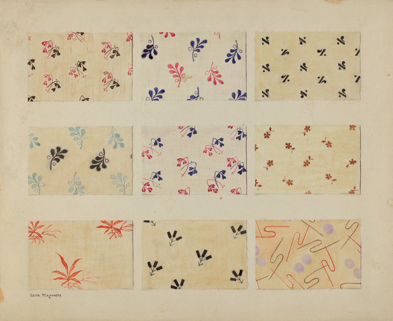 Trykte Quilt Patches af Edith Magnette