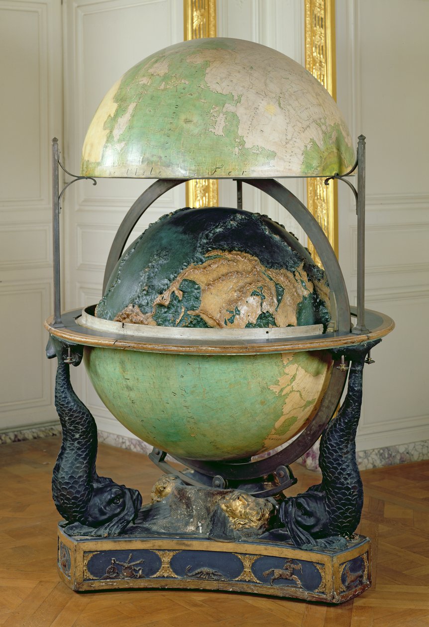 Jord- og himmelklode bestilt af Louis XVI (1754-93) til instruktion af Dauphinen, 1786 af Edme Mentelle