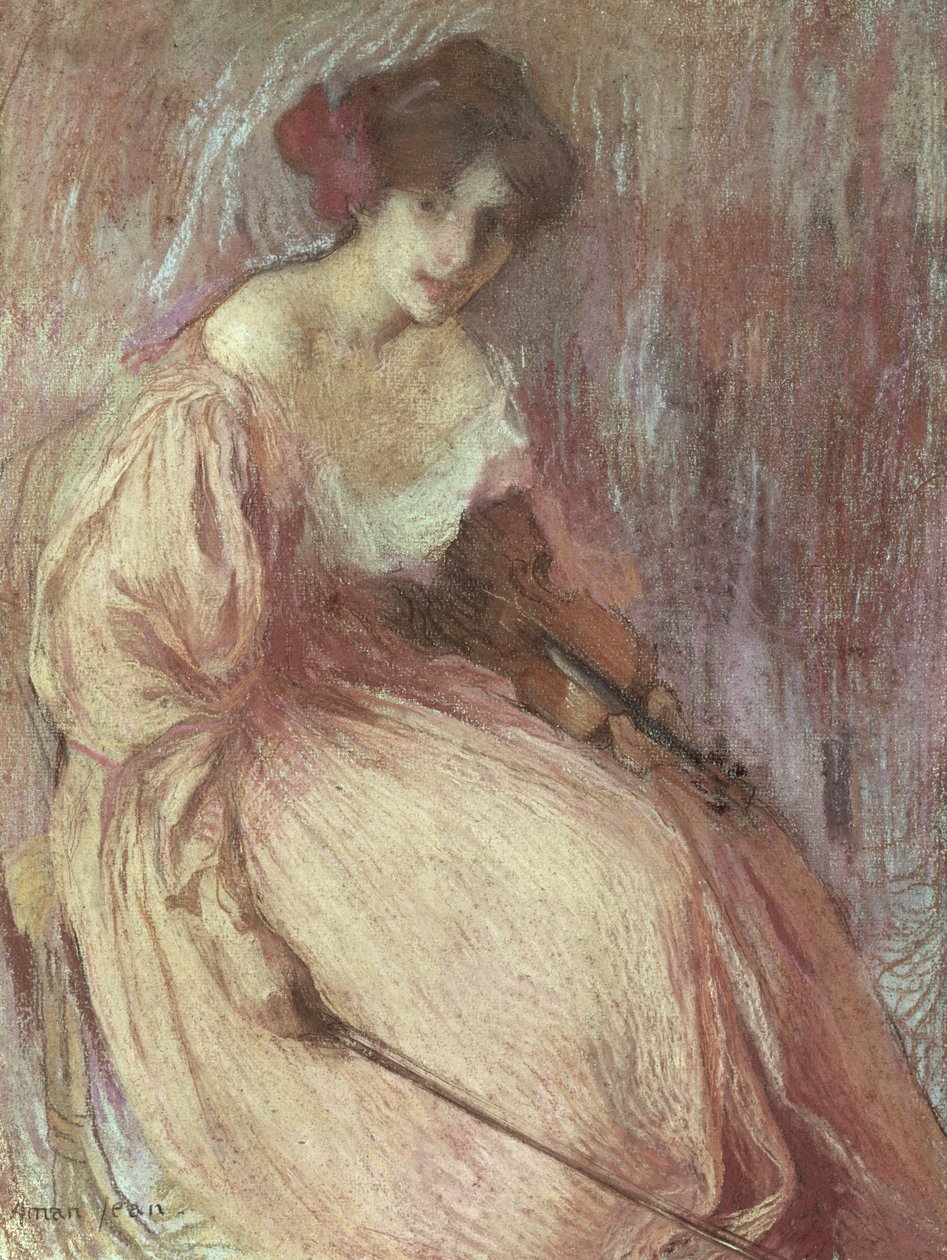 Den unge violinist (pastel på papir) af Edmond François Aman Jean