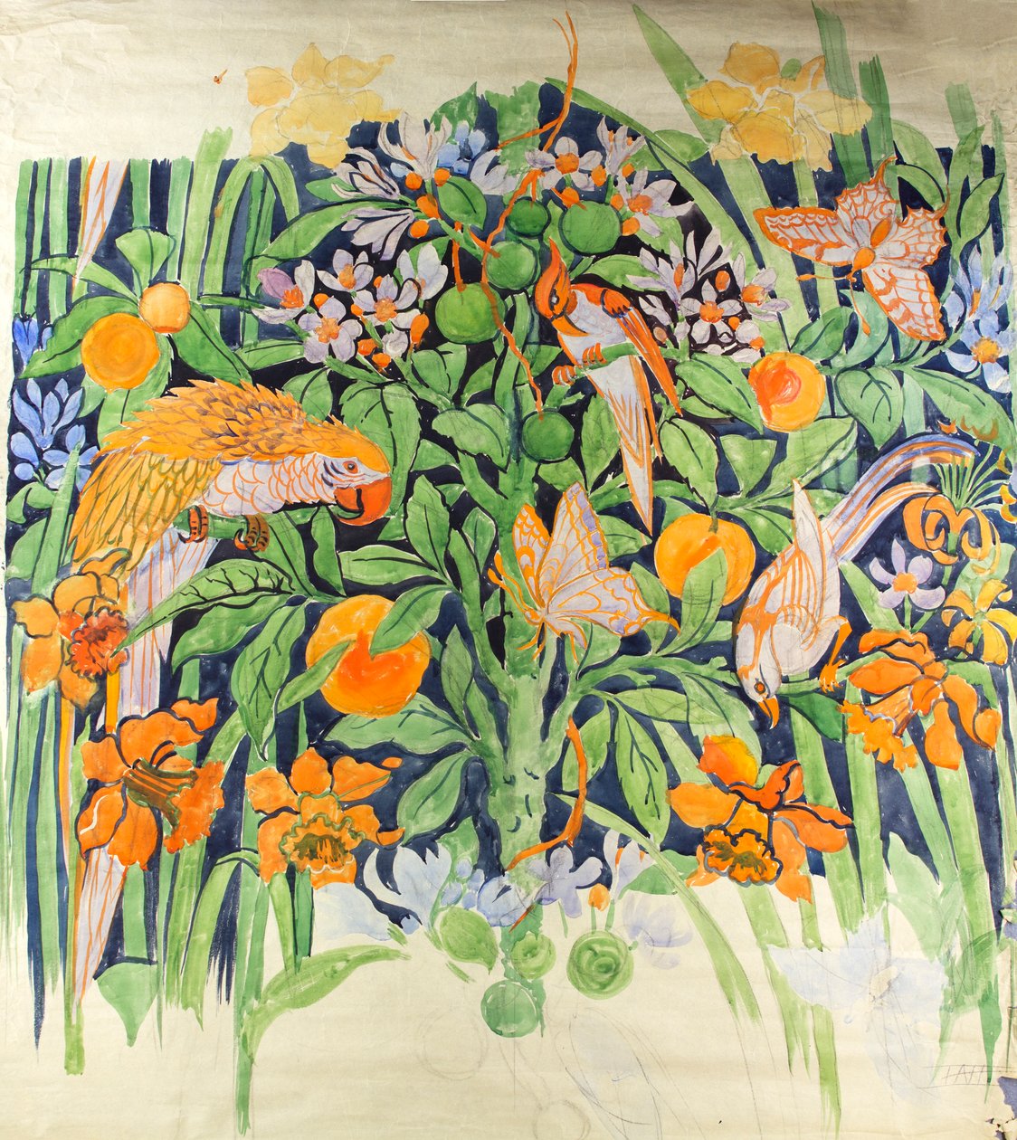 Jungle Chat c1930 (gouache på papir) af Edmund Hunter