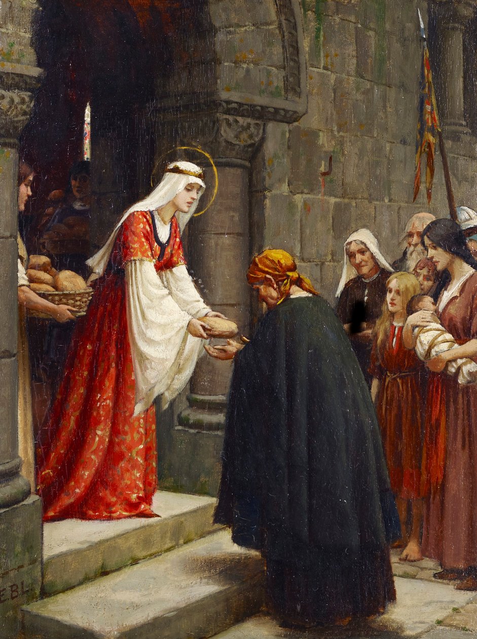 Den hellige Elizabeth af Ungarns velgørenhed af Edmund Leighton