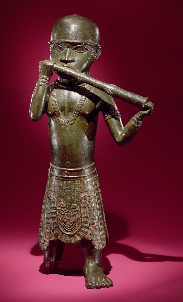 Hornblower, fra Benin, Nigeria (bronze) af Edo Culture