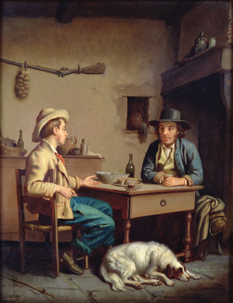 Interiør af en bondehytte, ca. 1903 af Edouard Amable Onslow