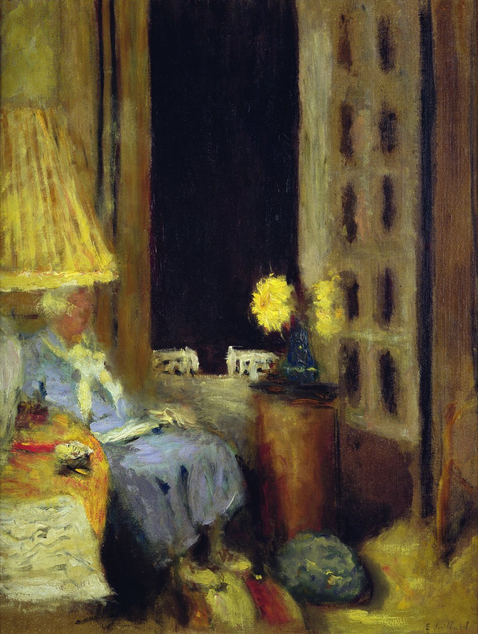 Kvinde læser om aftenen af Edouard Vuillard