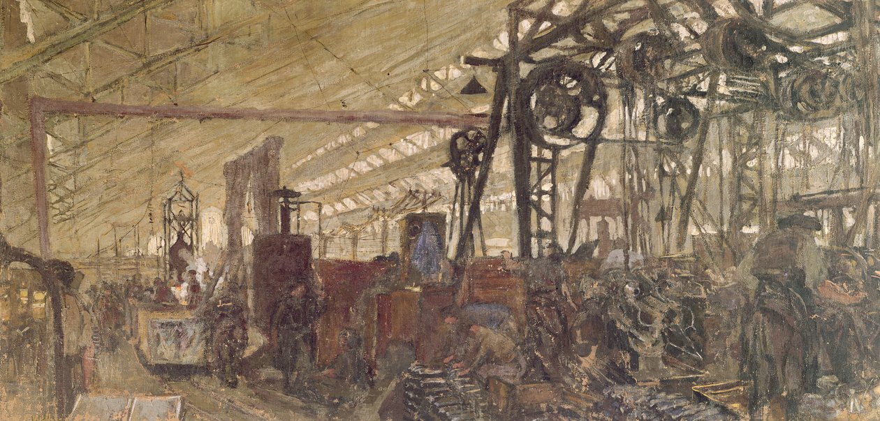 Interiør af en ammunitionsfabrik, 1916-17 (tempera på lærred) af Edouard Vuillard