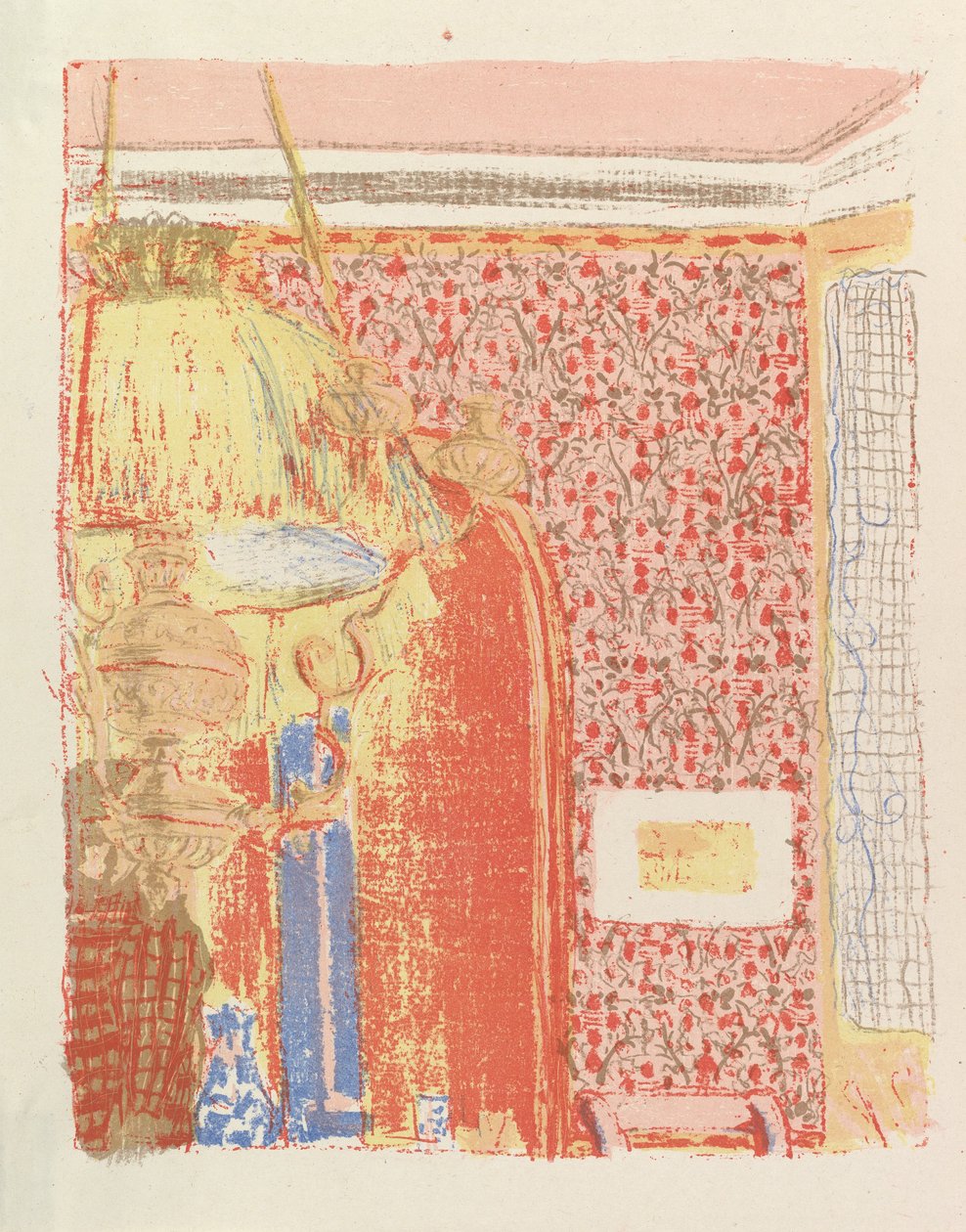 Interiør med Pink Wallpaper II, fra serien Landscapes and Interiors, 1899 af Edouard Vuillard