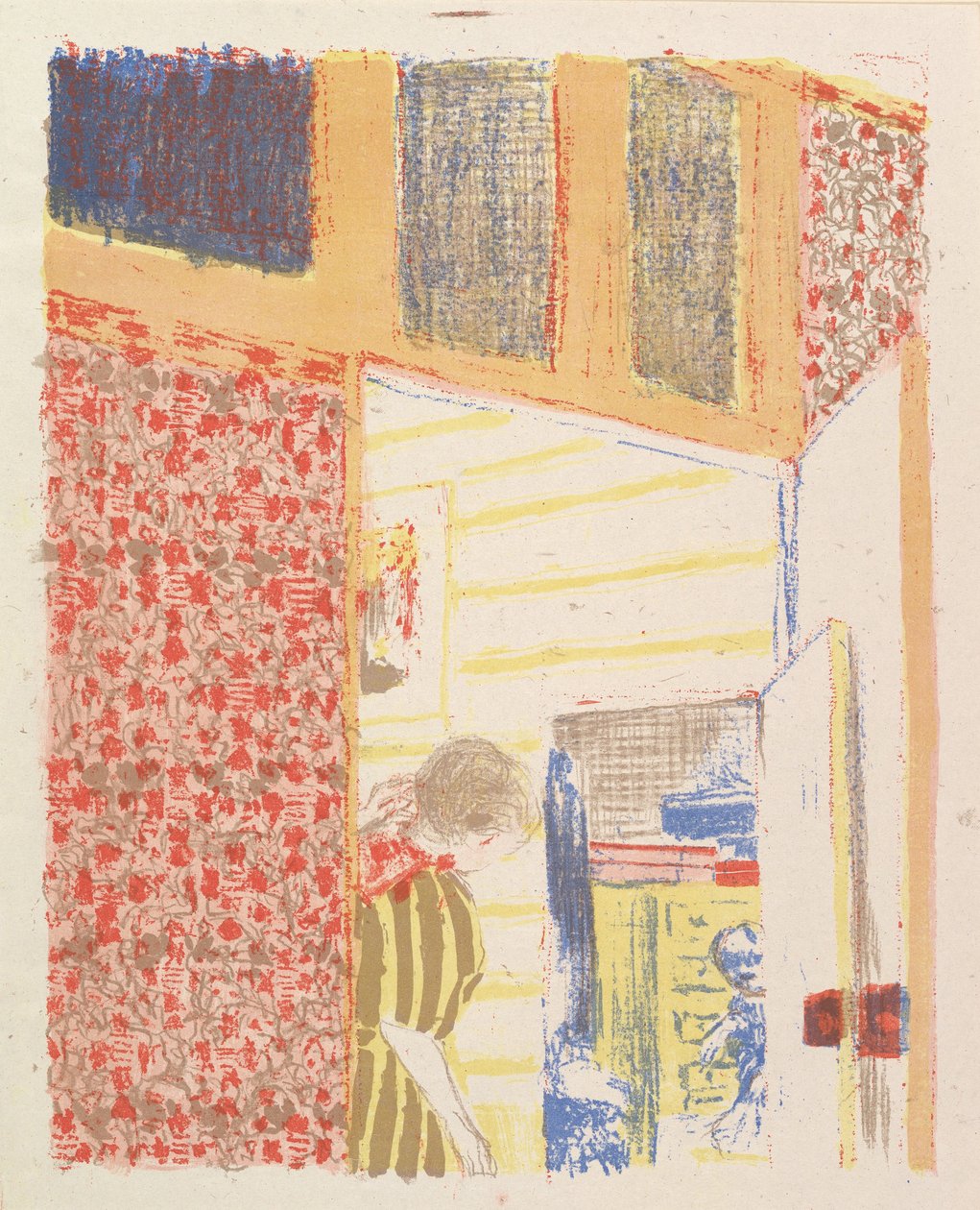 Interiør med Pink Tapet III, fra serien Landscapes and Interiors, 1899 af Edouard Vuillard