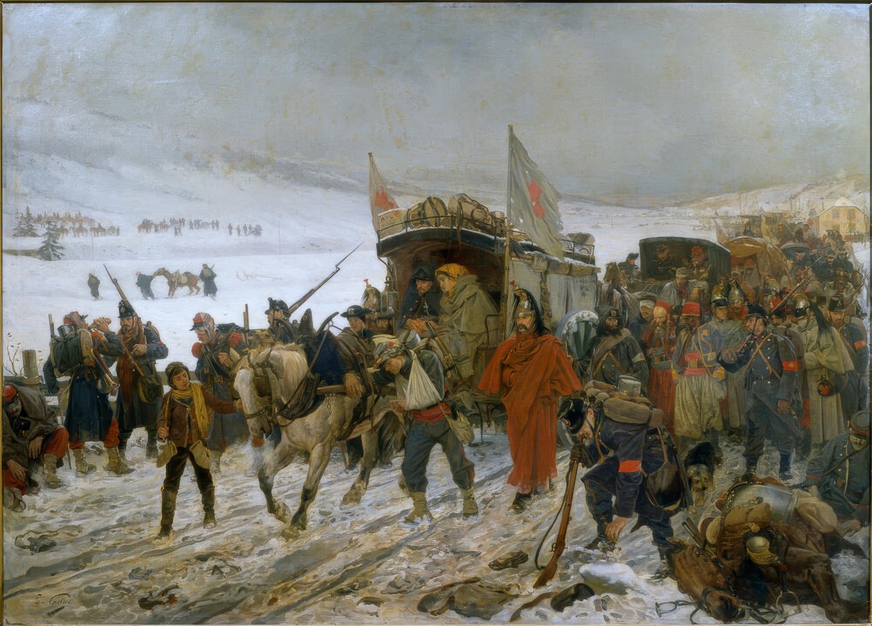 Schweizisk ambulance i nærheden af Les Verrières af Edouard Castres