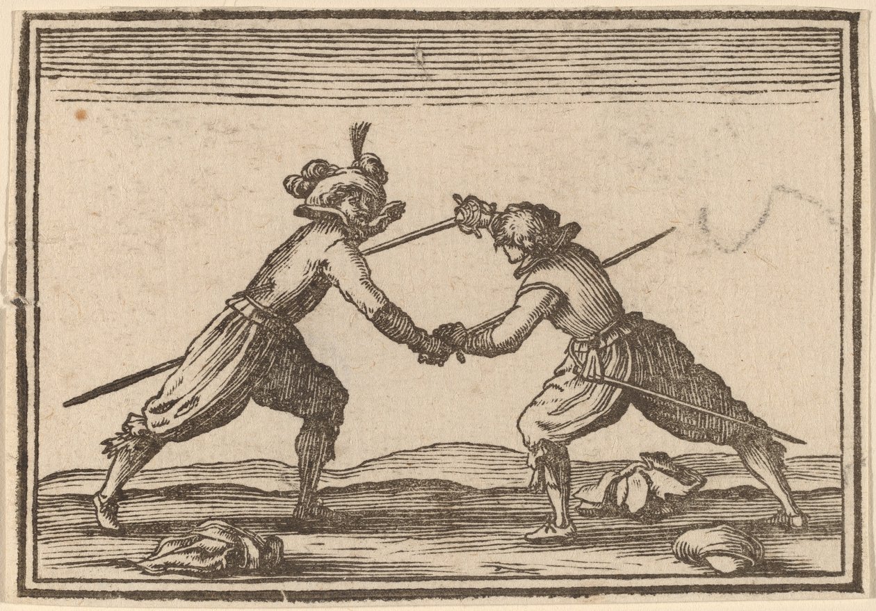 Duel med sværd af Edouard Eckman after Jacques Callot