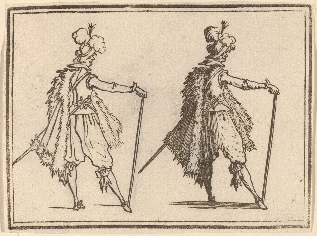 Herre med Cane af Edouard Eckman after Jacques Callot