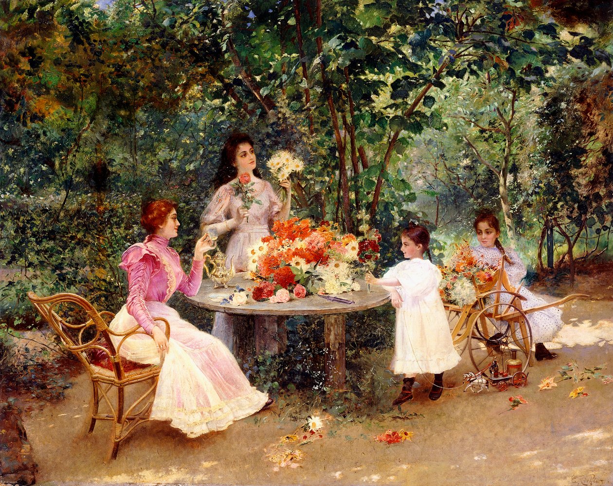 Teatime i haven, af Edouard Frederic Wilhelm Richter