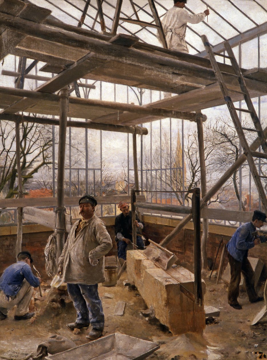 Bygger et drivhus, 1890 af Edouard Joseph Dantan